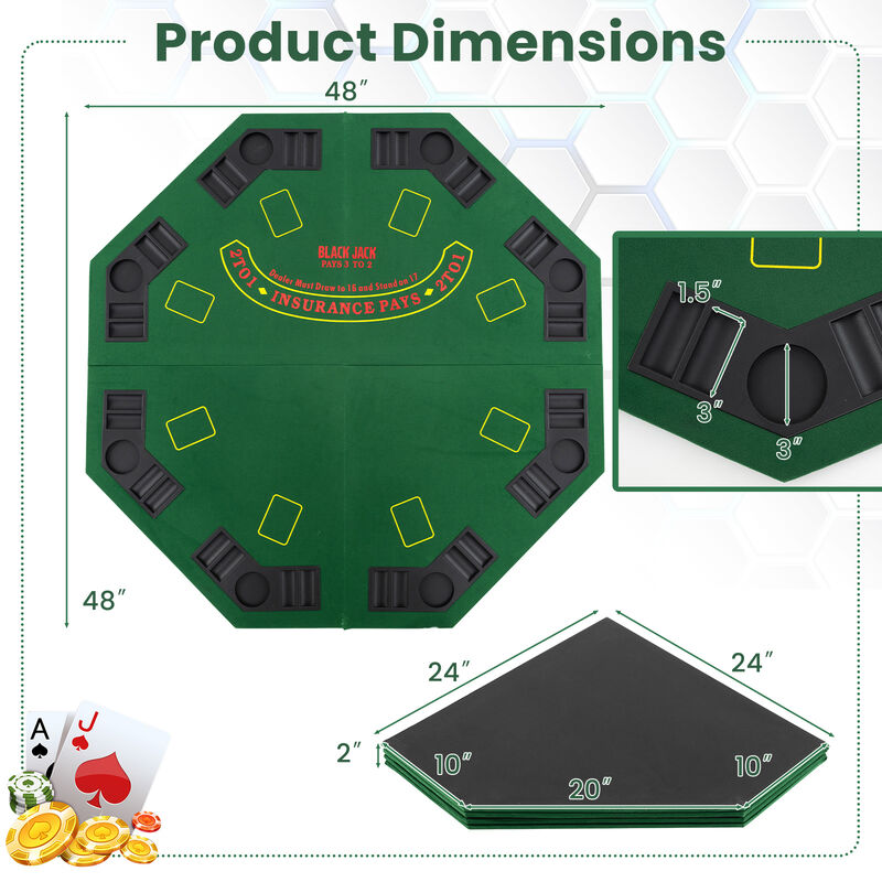 Portable 8 Player Poker Table Top with Built In Cup Holders and Chip Trays image number 2