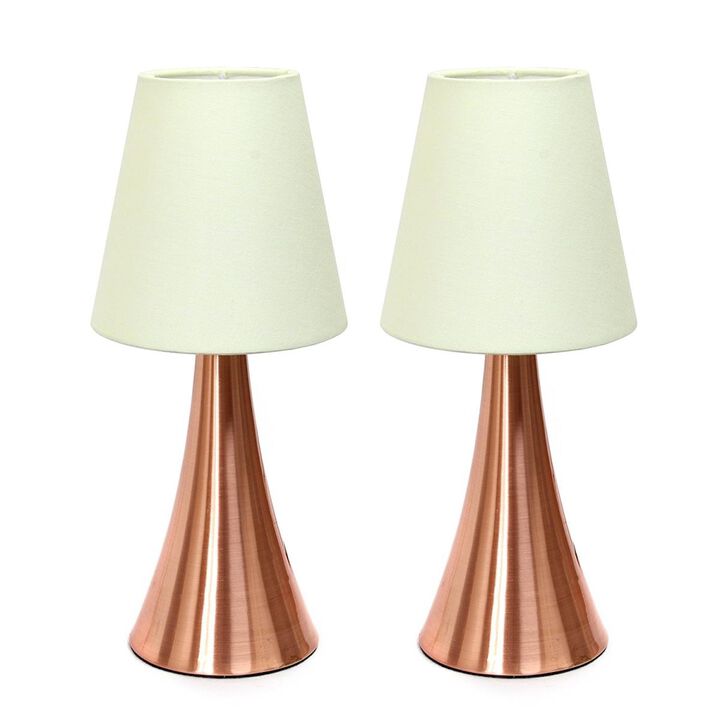 Mini Touch Table Lamp Set with Fabric Shades  , Pack of 2