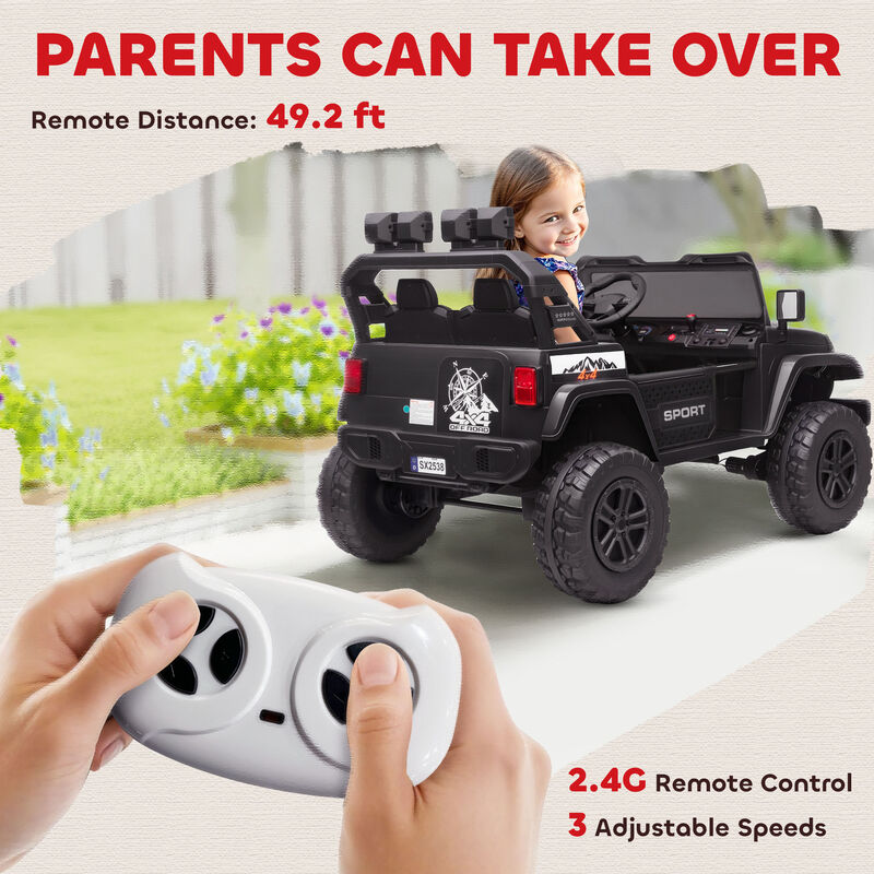 BreeBe Ride on Truck Car with 2-Seater, 24V Electric Car with 4 Motors, Remote Control, Spring Suspension image number 6