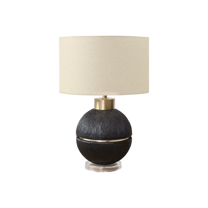 26"H, Table Lamp, Black / Gold Resin, Beige Shade, Contemporary, Modern