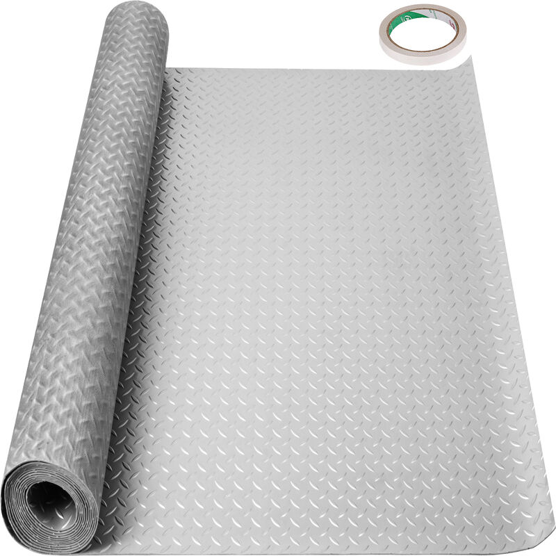 VEVOR Garage Floor Mat Garage Flooring Roll 228.35x59.05 in Non-Slip Silver PVC image number 0