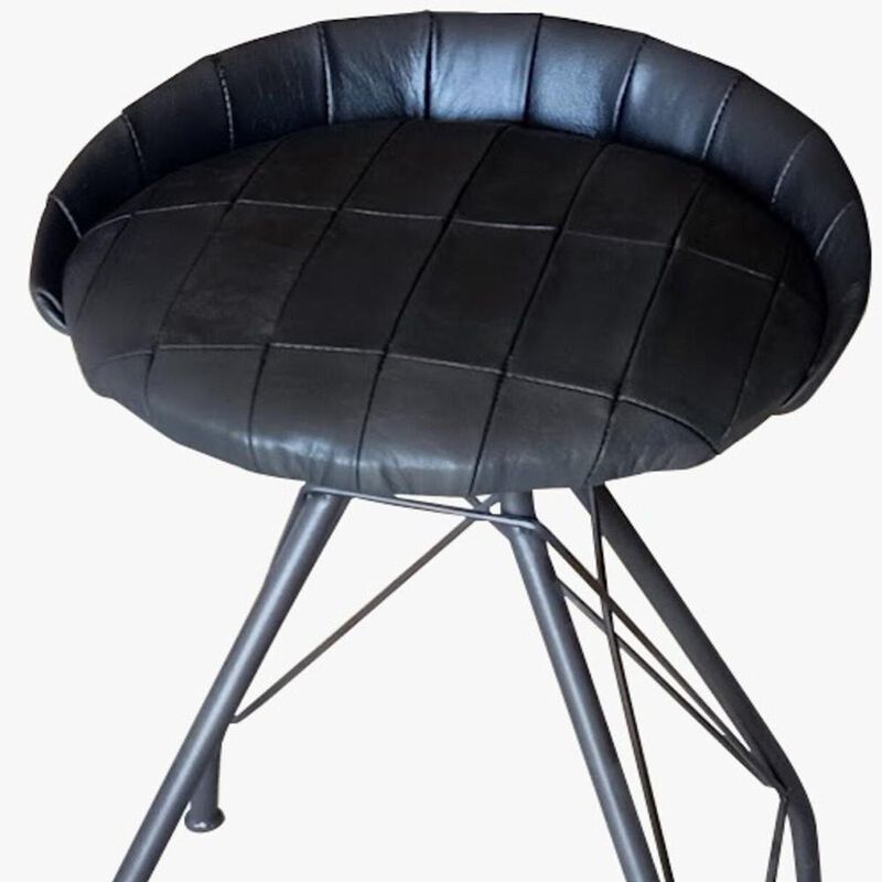 Hivvago 24 Inch Gray Leather and Iron Low Back Counter Height Swivel Bar Chair