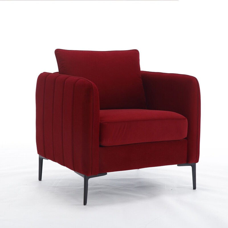 Envelor Mid-Century Modern Velvet Accent Armchair with Lumbar Pillow image number 5