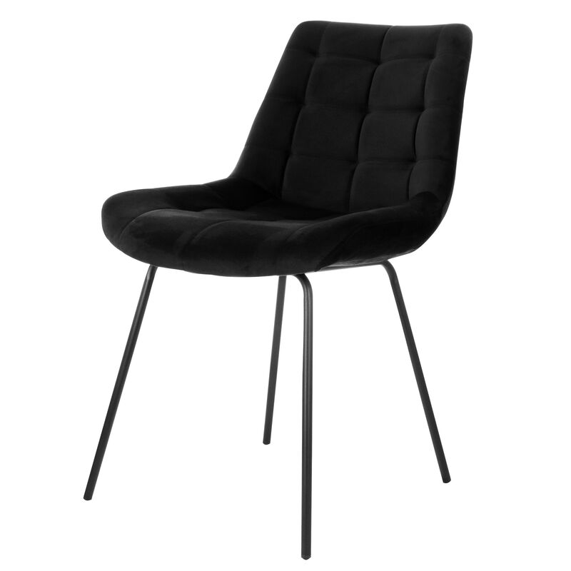 Elama 2 Piece Tufted Chair in Black with Metal Legs