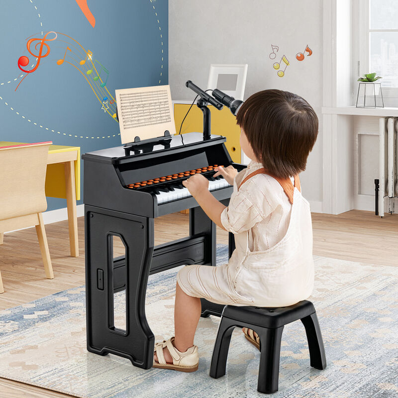 Kids 37-Key Piano with Microphone and Detachable Music Stand for Learning image number 7