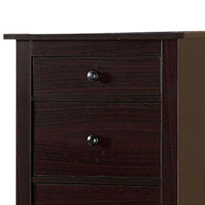 Contemporary Style 5 Drawer Wooden Chest with Straight Legs, Brown-Benzara