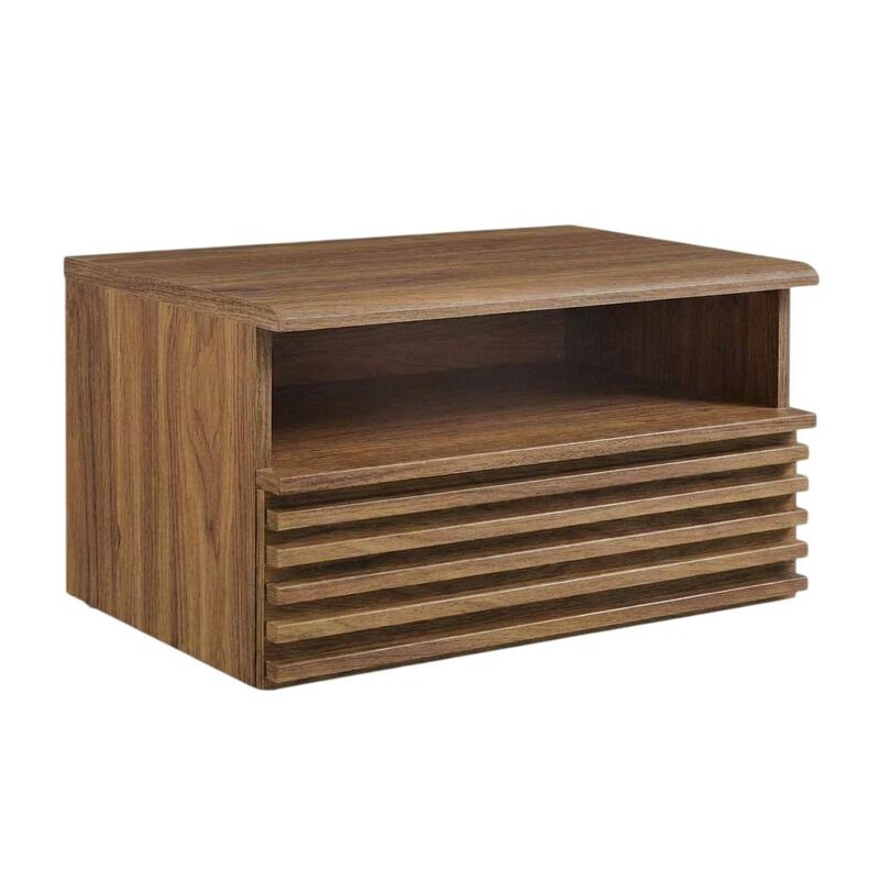 Wall-Mount Nightstand in Brown Finish with Modern Design image number 0