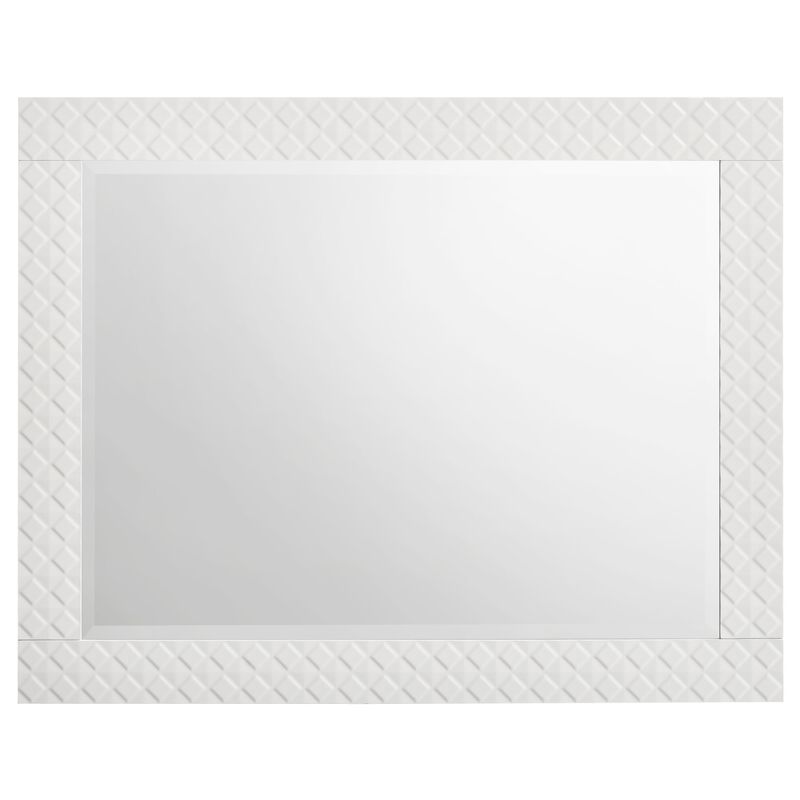 Ivon Dresser Mirror, White High Gloss Finish, Rectangular 37 Inch - Benzara