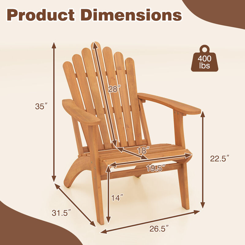 Heavy Duty Acacia Wood Patio Chair Outdoor Seating 400 lbs Weight Capacity image number 2