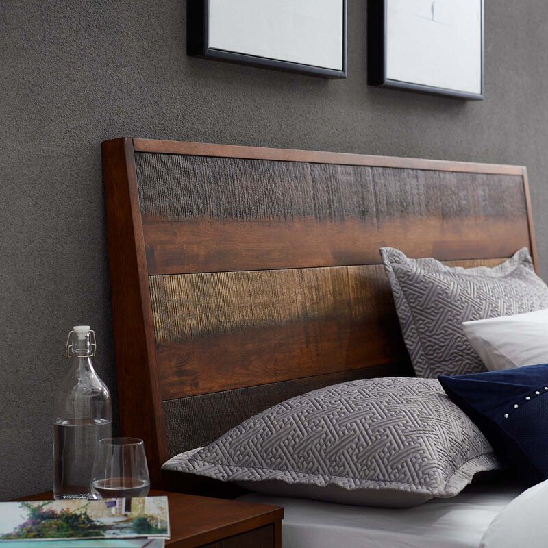 Modway - Arwen Queen Rustic Wood Bed Walnut image number 7