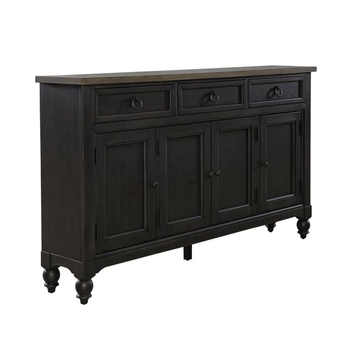Liberty Furniture Americana Farmhouse Hall Buffet- Black in Dusty Taupe