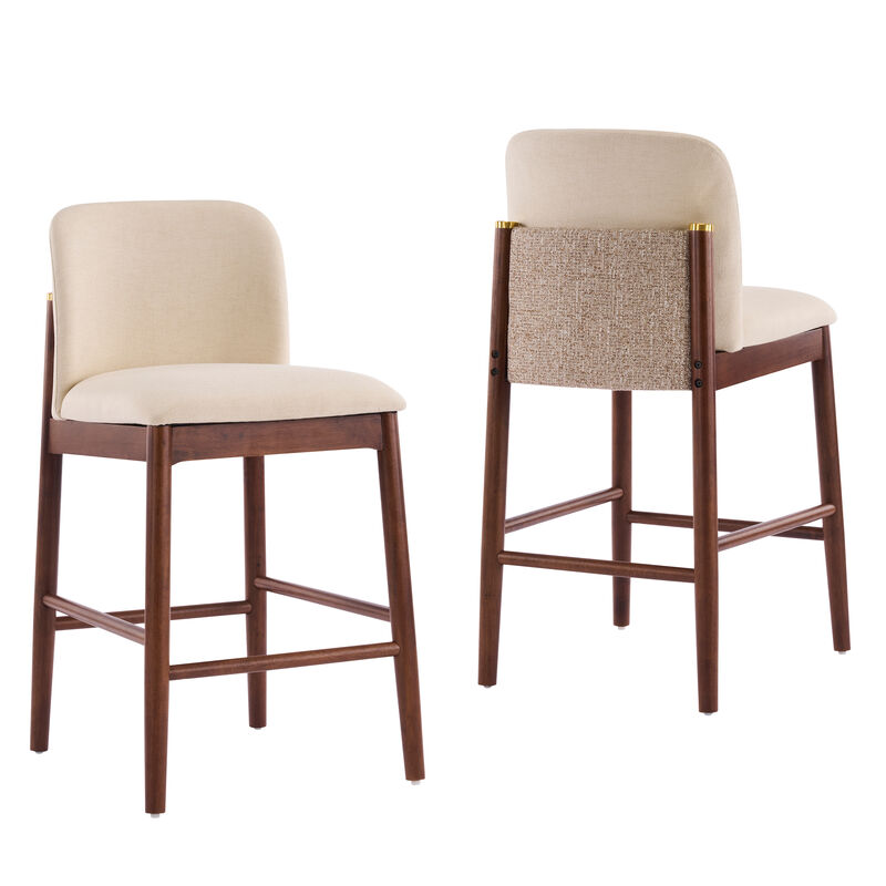 Merax Set of 2 Walnut Finish Rubber Wood Counter Stools image number 0