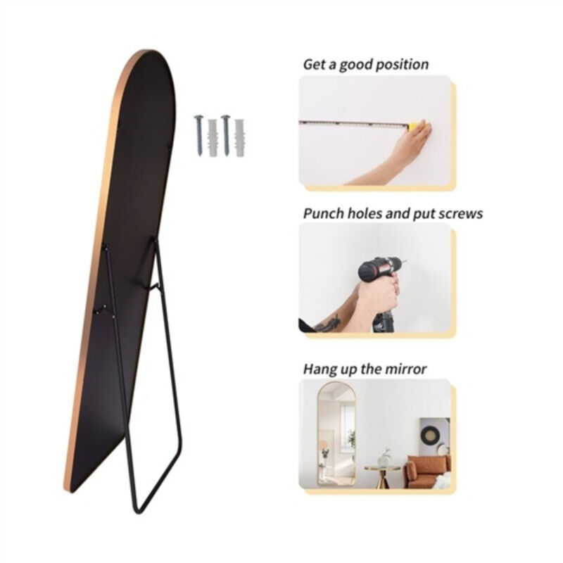 Large Full Length Rounded Leaning Wall or Hanging Mirror.