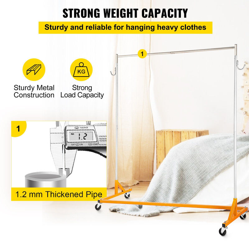 Rolling Z Garment Rack with Lockable Wheels, Industrial Clothing Rack image number 4
