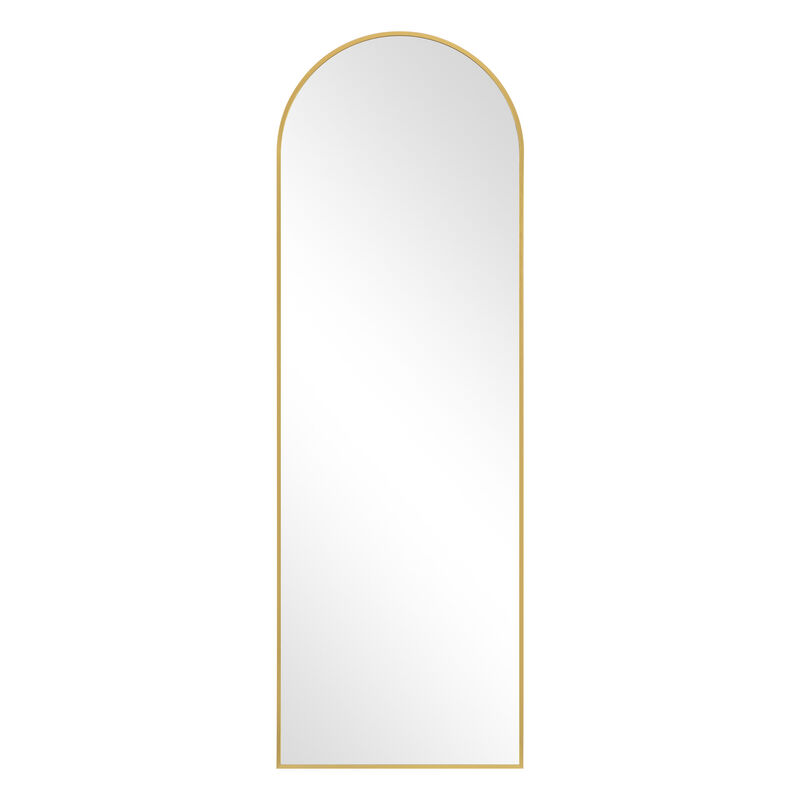 HomeRoots 64" Gold Metal Arch Freestanding Framed Standing Mirror image number 0
