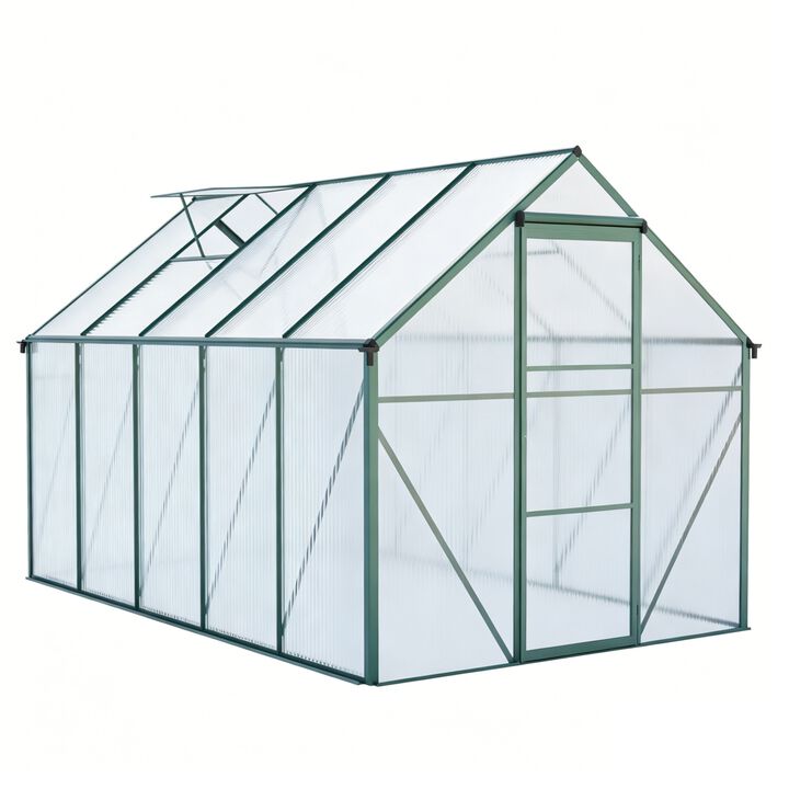 6X10FT Polycarbonate Greenhouse Raised Base and Anchor Aluminum Heavy Duty Walk-in Greenhouses
