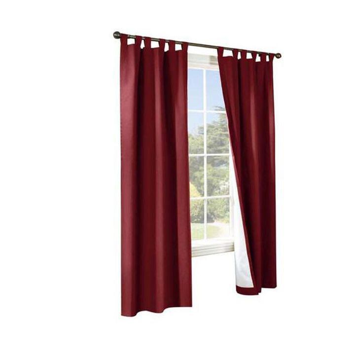 Commonwealth Thermalogic Weather Cotton Fabric Tab Panels Pair - 80x54" - Burgundy