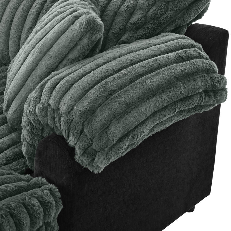 Merax Plush Faux Rabbit Fur Chaise Sofa image number 4