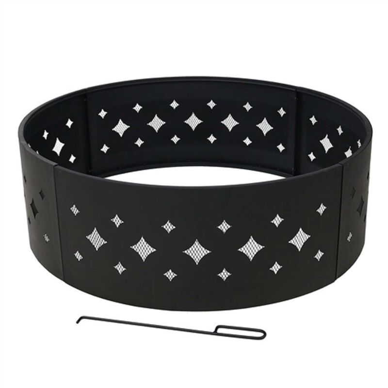 Outdoor Steel Fire Pit Ring with Diamond Mesh Pattern