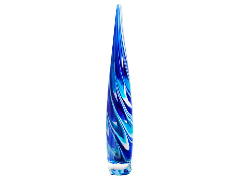 Hand Blown Swirl Wave Tear Drop Sommerso Art Glass Sculpture