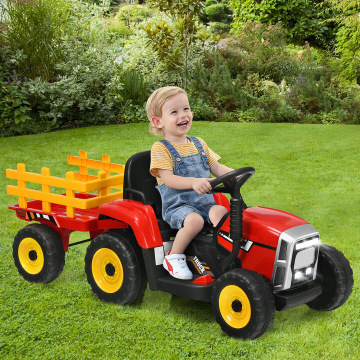 Kids 12V Ride On Tractor with 3 Speed Gears and Front Loader Ages 3 Plus