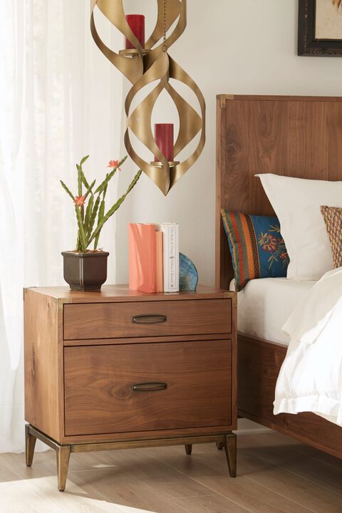Adler Two Drawer Nightstand in Natural Walnut
