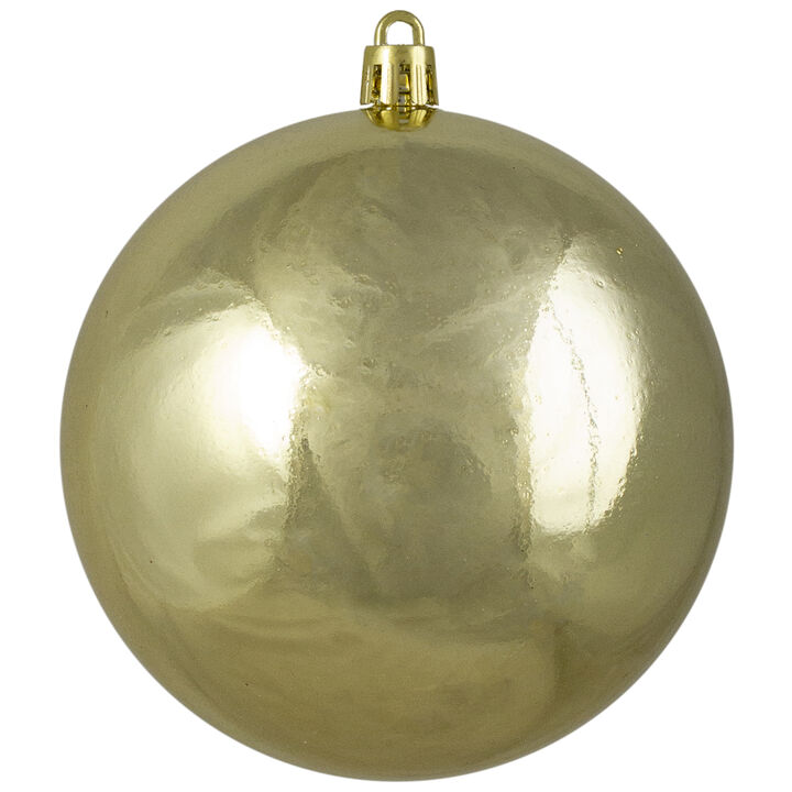 Shiny Champagne Gold Shatterproof Christmas Ball Ornament 4" (100mm)