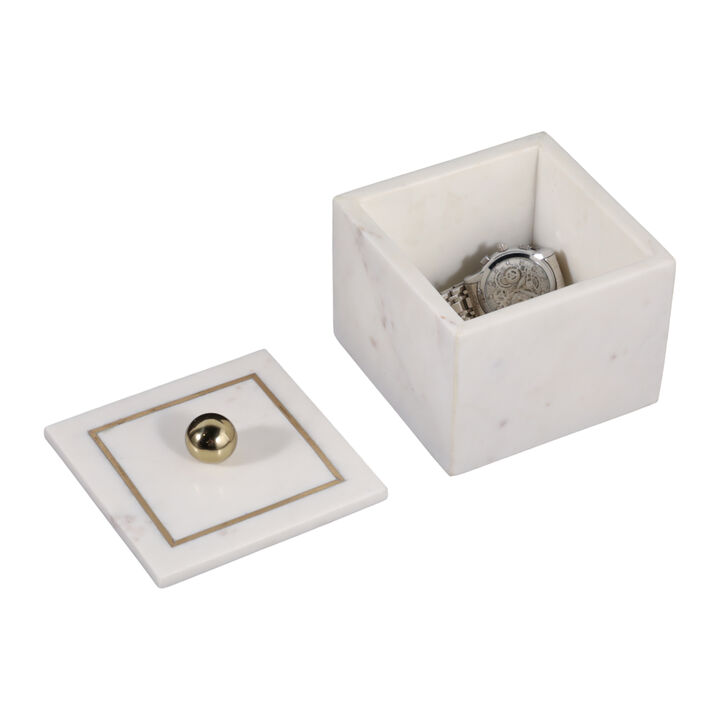 Marble 5x5 Box - Knob, White