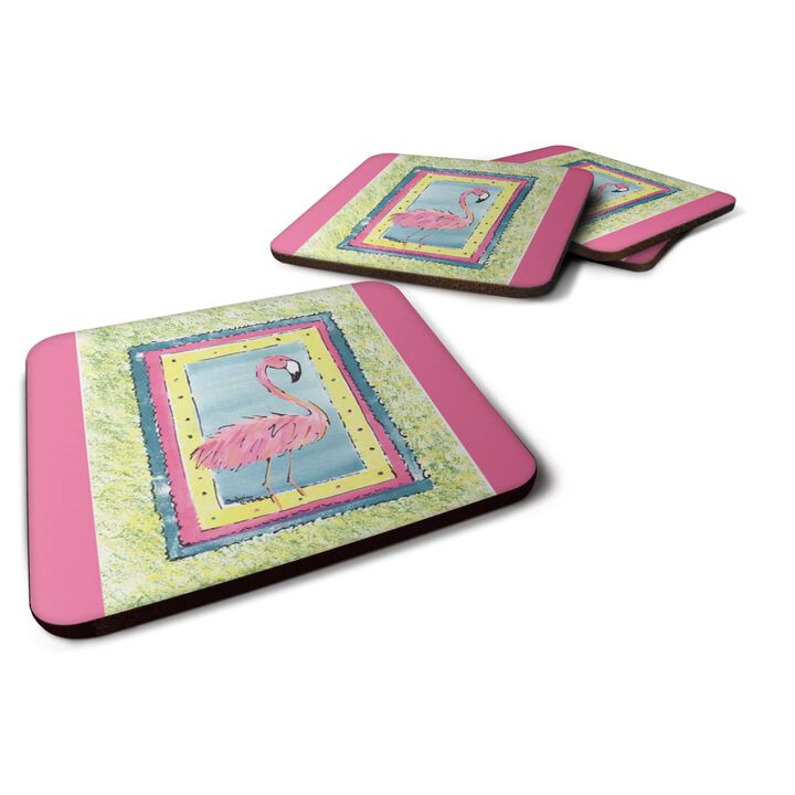 Caroline's Treasures 8106-AFC Bird-Flamingo Foam Coasters (Set of 4), 3.5 H x 3.5 W, Multicolor