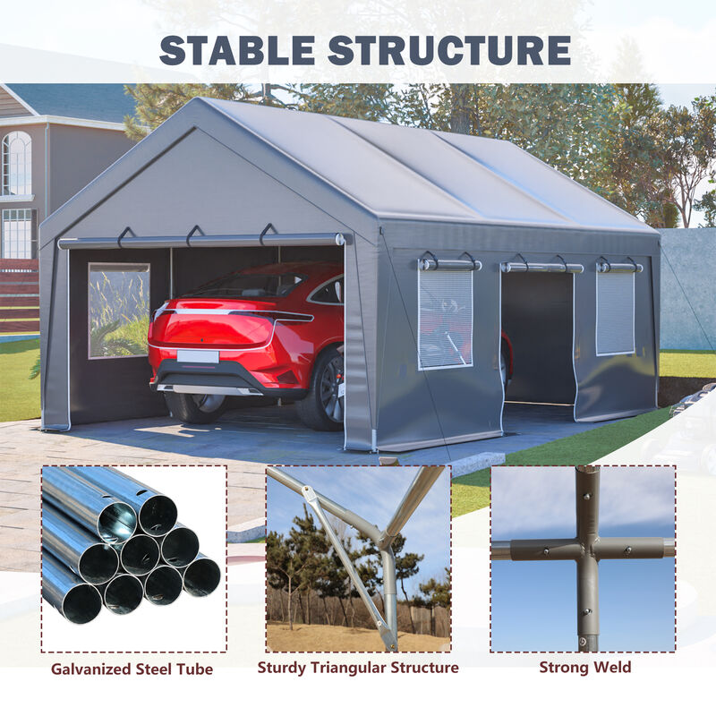 13'x20' Canopy with 2 Roll-Up Doors image number 4