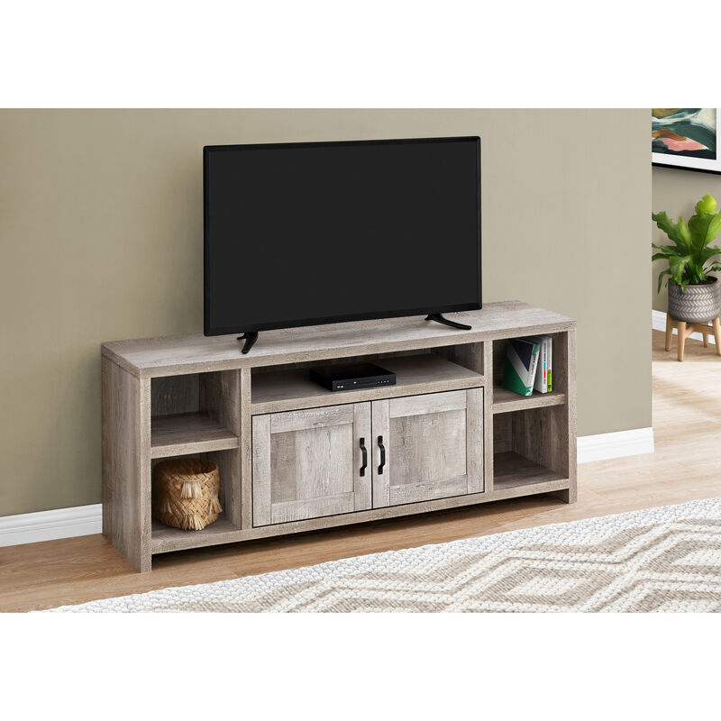 Monarch Specialties I 2742 Tv Stand, 60 Inch, Console, Media Entertainment Center, Storage Cabinet, Living Room, Bedroom, Laminate, Beige, Transitional