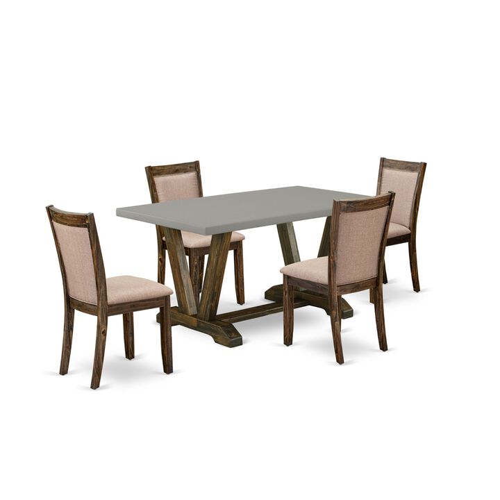 East West Furniture V796MZ716-5 5Pc Dinette Set - Rectangular Table and 4 Parson Chairs - Multi-Color Color
