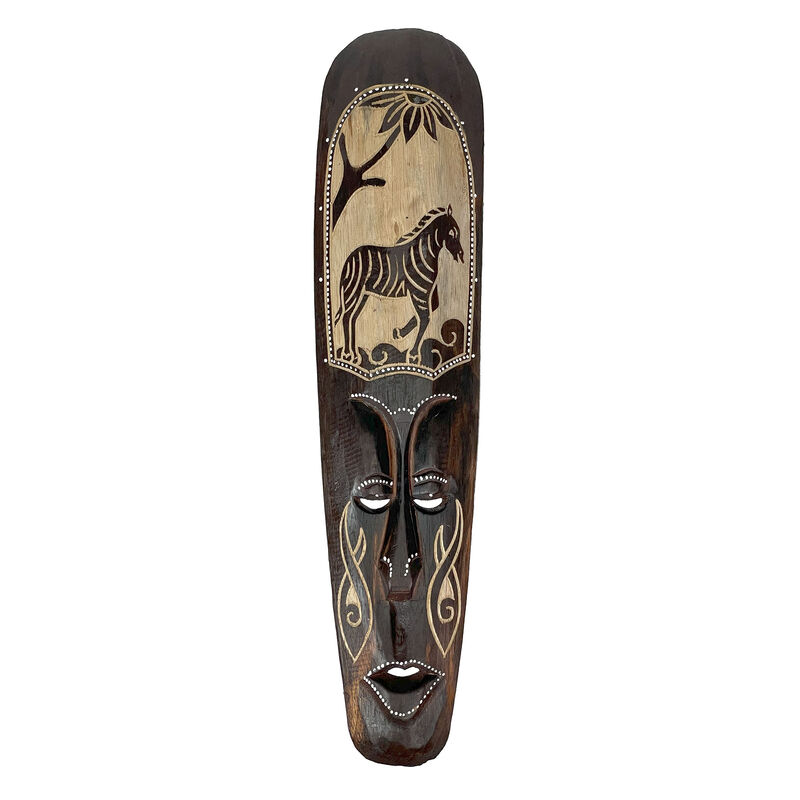 Set of 5 African Animal Hand Carved Wooden Wall Masks image number 7