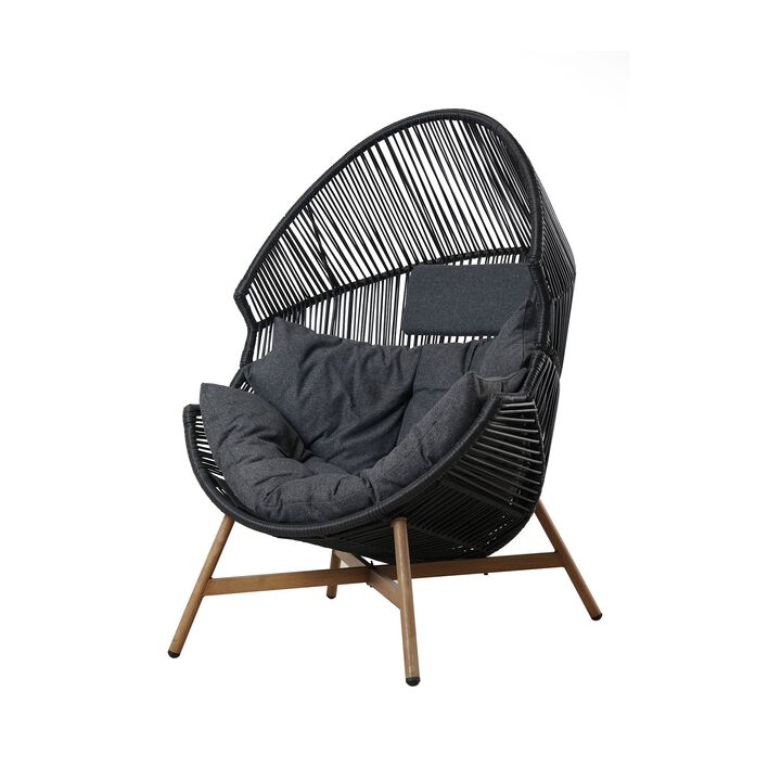 Mondawe Hand-Woven Wicker Oversized Egg Chair,Rust-Resistant Steel Frame & 6.25" Thick Cushion Chair
