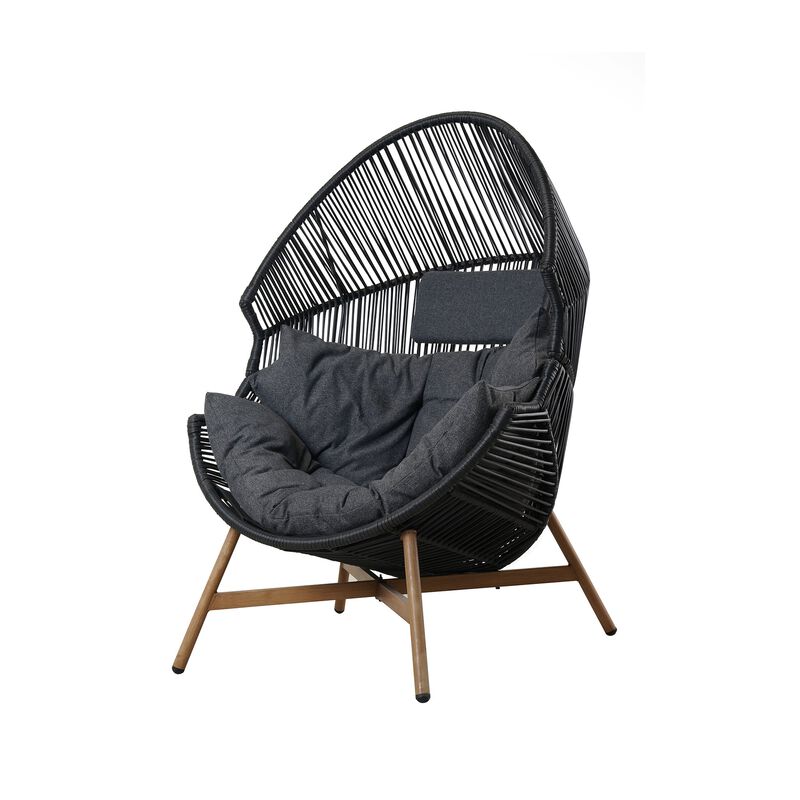 Mondawe Hand-Woven Wicker Oversized Egg Chair,Rust-Resistant Steel Frame & 6.25" Thick Cushion Chair