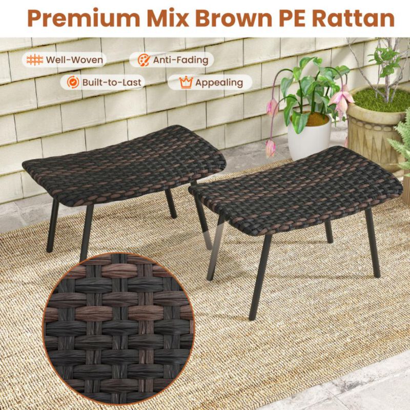Hivvago All Weather Outdoor Ottomans Set Patio Footrest Seats Set with Sturdy Metal Legs