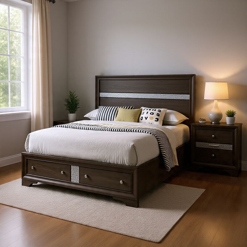 Bedroom Set, Wood, 2 Piece Set with Nightstand image number 1