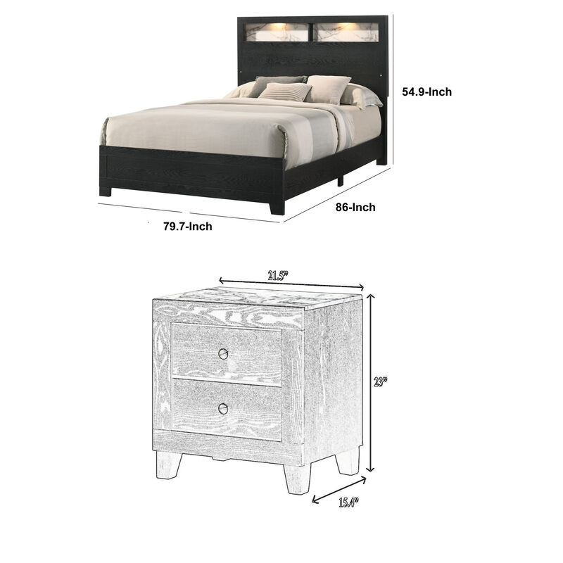 Bedroom Set, Wood, 3 Piece Set with 2 Nightstands image number 7