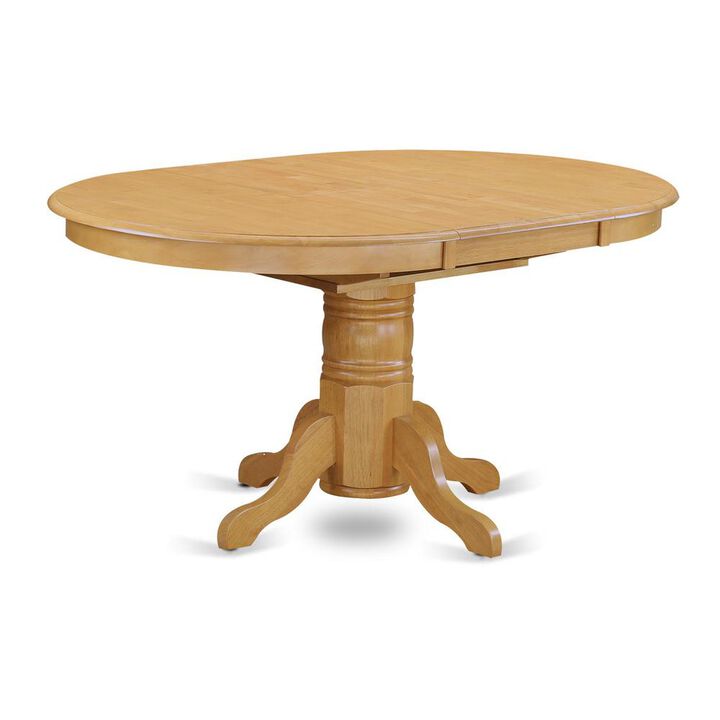 East West Furniture Avon  Single  Pedestal  Oval    Table  With  18  Butterfly  leaf,  Oak  Finish