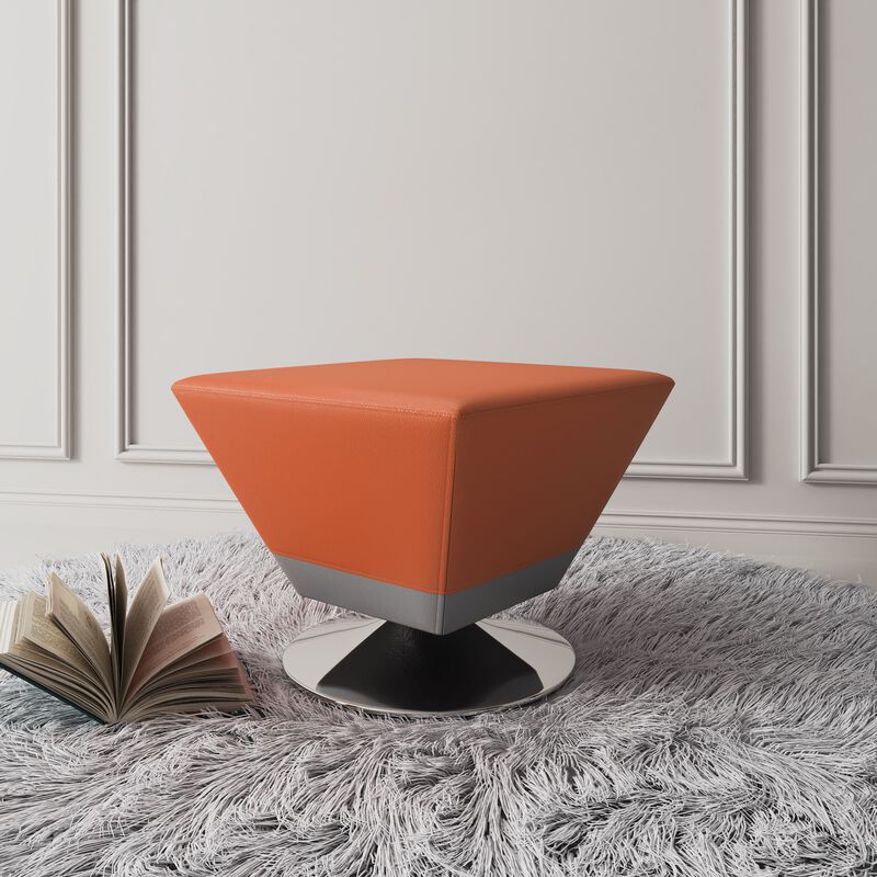 Diamond Orange Swivel Ottoman