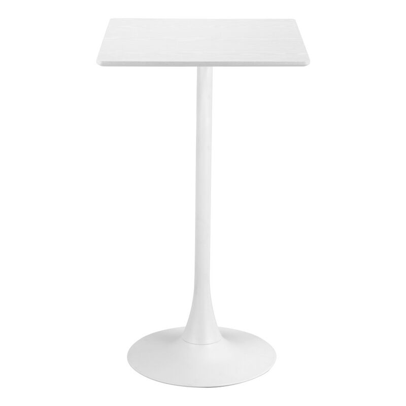 HomeRoots 24" White Wood and Steel Square Bar Table