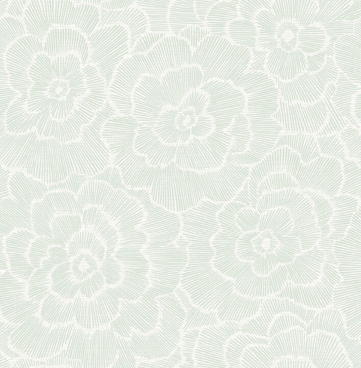 Periwinkle Green Textured Floral Wallpaper