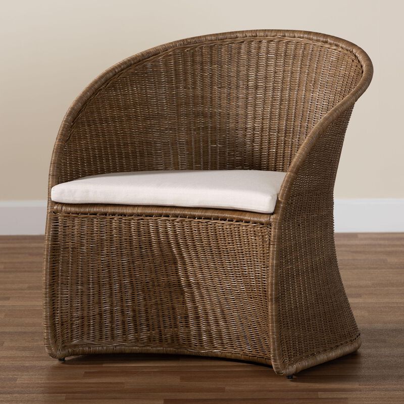 bali & pari Kintamani Bohemian Greywashed Rattan Accent Chair