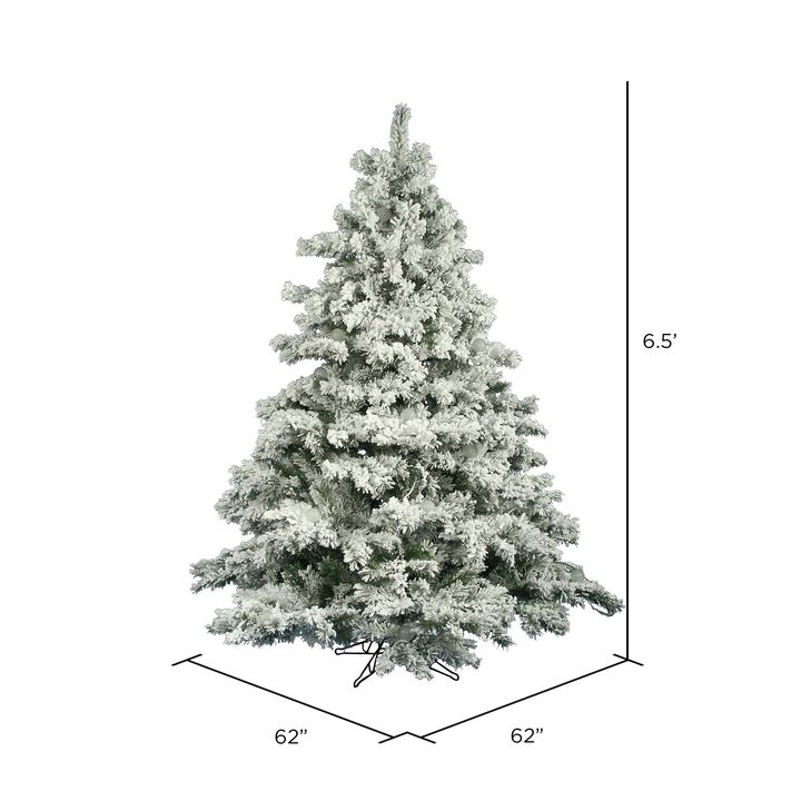 Vickerman Artificial 6.5' X 62" Indoor Flocked Alaskan Pine Christmas Tree - 1045 PVC Tips - Metal Tree Stand Included - Faux Christmas Tree