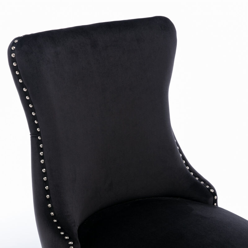 Streamdale Black Upholstered Dining Chairs, Set of 2 image number 9