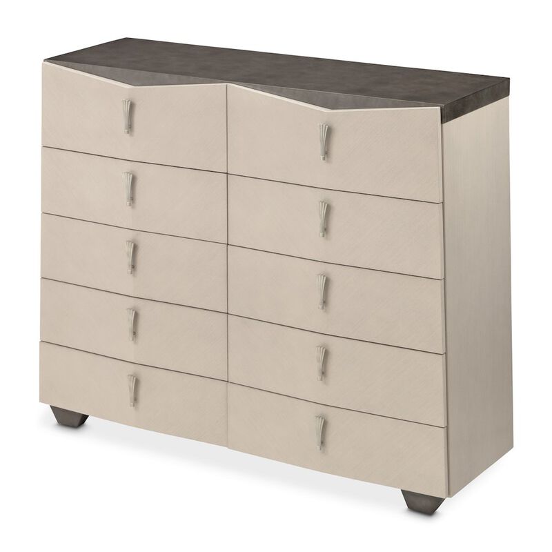 Michael Amini Fantosini 10-Drawer Mule Chest - Silver Mist