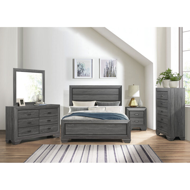 Wooden Bedroom Furniture Gray Finish 1pc Dresser of 6x Drawers Contemporary Design Rustic Aesthetic