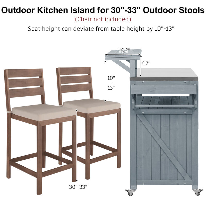 Merax Outdoor Kitchen Island with Raised Shelf