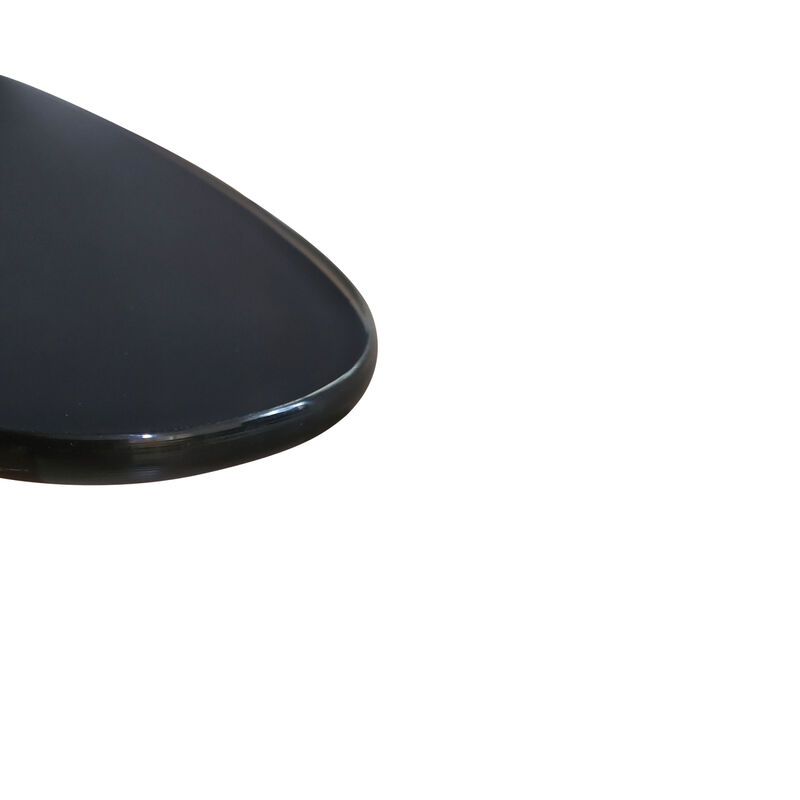 Adjustable Height Black Tempered Glass Table Desk Table with Lockable Wheels(Adjustable Range 24.2 "~32.7 ")