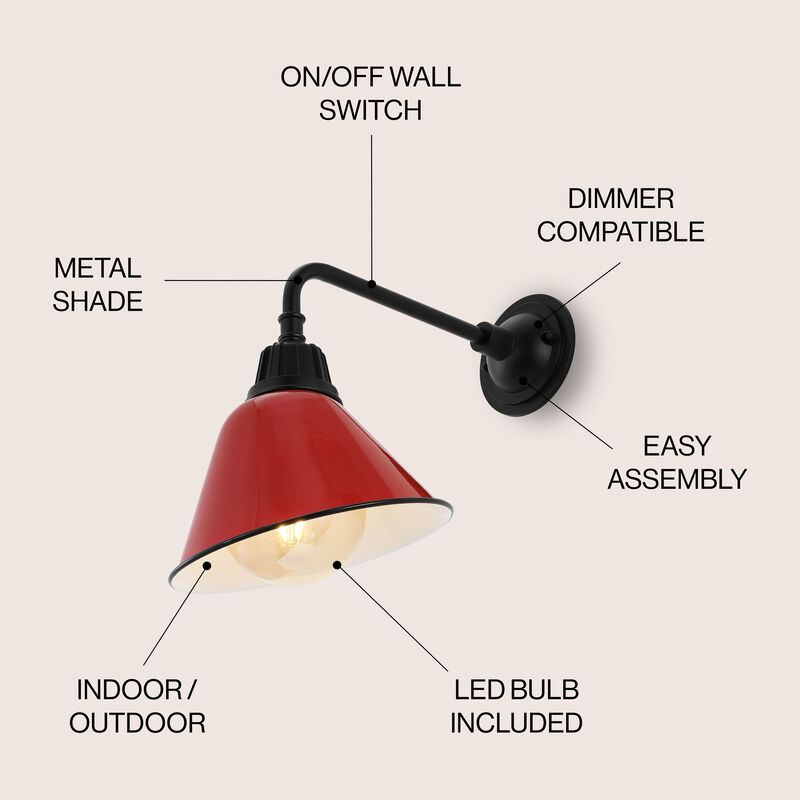 Croydon 9.63" 1-Light Farmhouse Industrial Indoor/Outdoor Iron LED Gooseneck Arm Outdoor Sconce